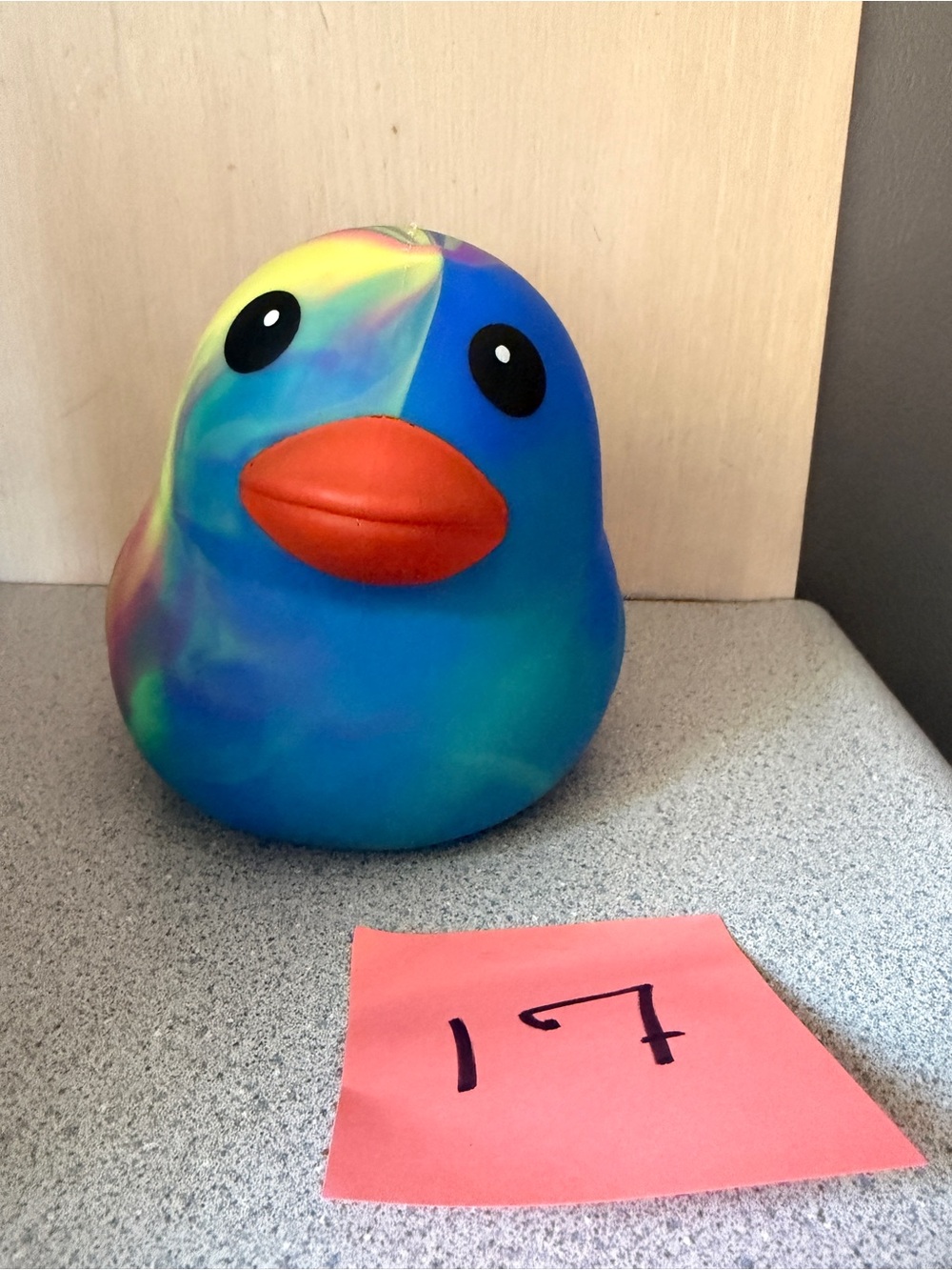 Viral Jumbo 5" XL Squishy Duck Rainbow Tie Dye Toymendous Swirl Blue Green 17